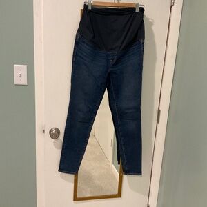 Madewell Women’s Maternity Over-the-Belly Skinny Denim Jeans, Dark Blue, Size 27